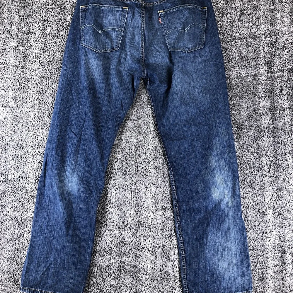 Levis 505 Jeans Mens 38x34 Blue Regular Fit Straight Leg Denim Med Wash Casual